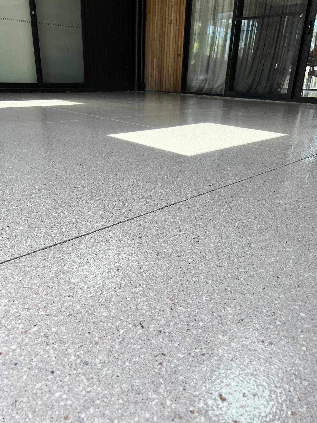 Stone flake floor in an alfresco area in sunlight